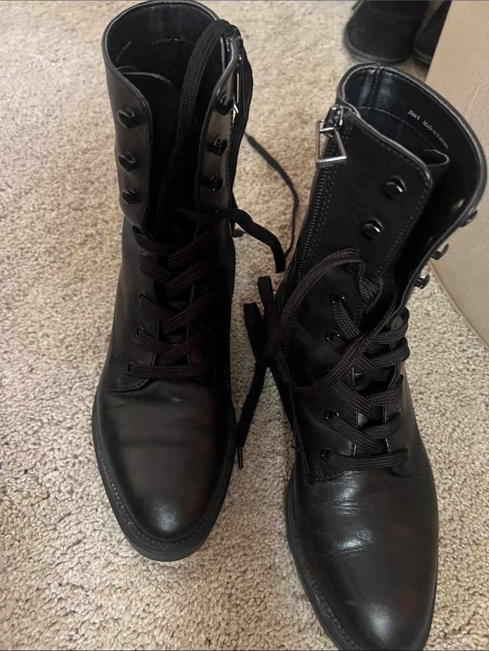 Dolce Vita Black Lace-Up Women's Combat Boots
